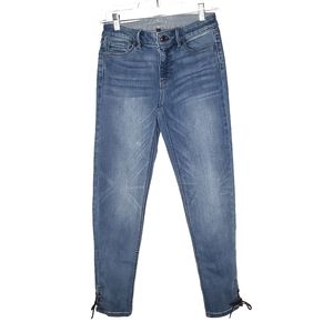 WHBM Lace Up Skinny Crop Jeans